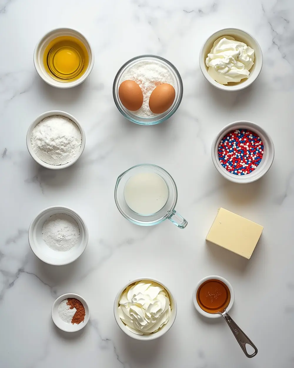 Ingredients for 4th of july poke cake elegant