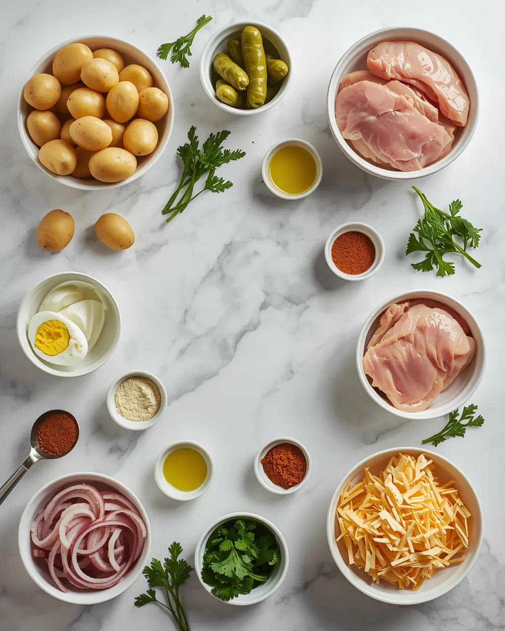 Ingredients for 4th of july potato salad elegant