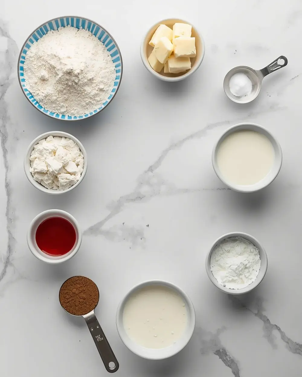 Ingredients for 4th of july red white blue cake elegant
