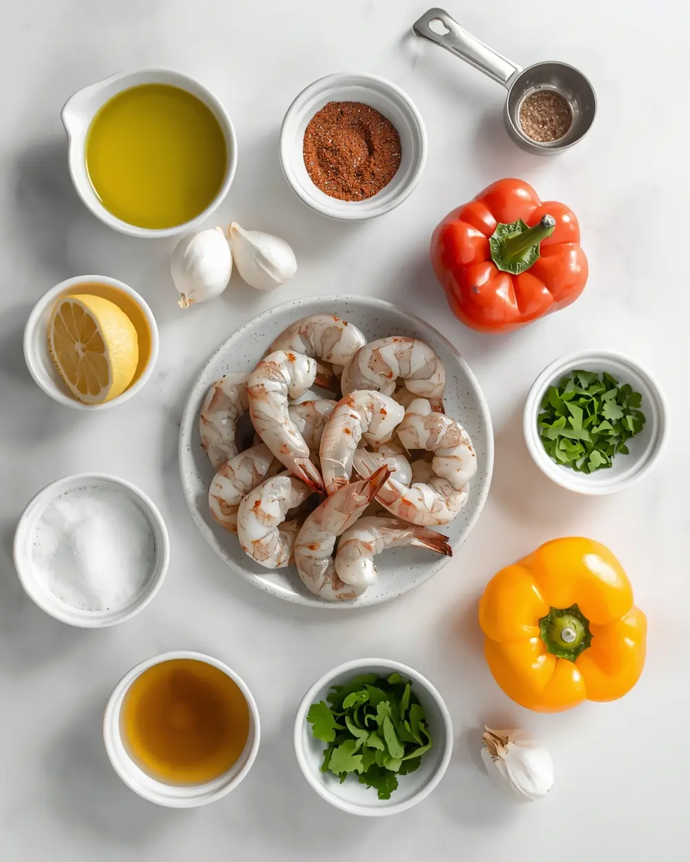 Ingredients for 4th of july shrimp skewers elegant
