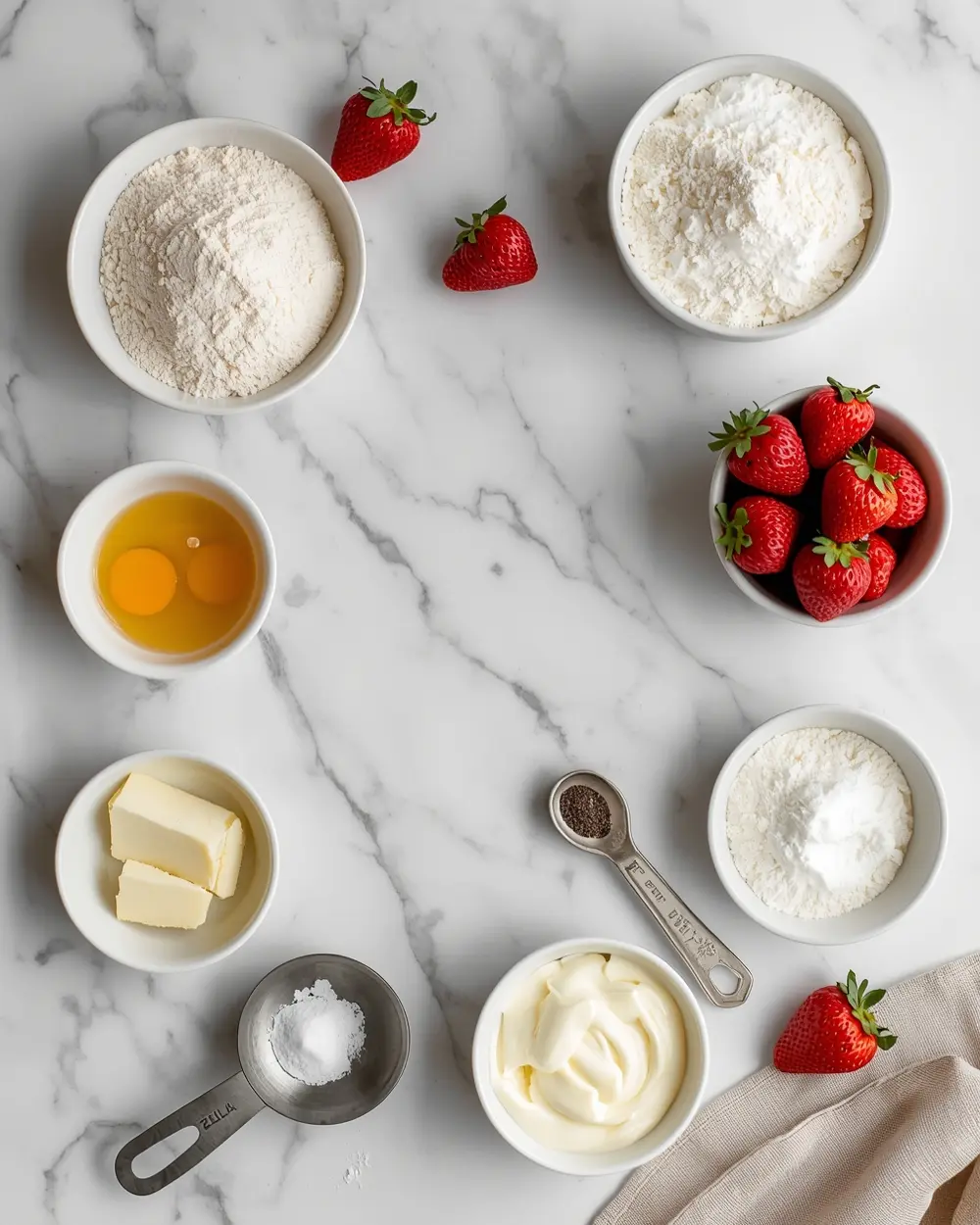 Ingredients for 4th of july strawberry shortcake elegant