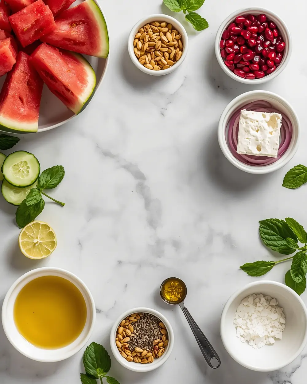 Ingredients for 4th of july watermelon salad elegant
