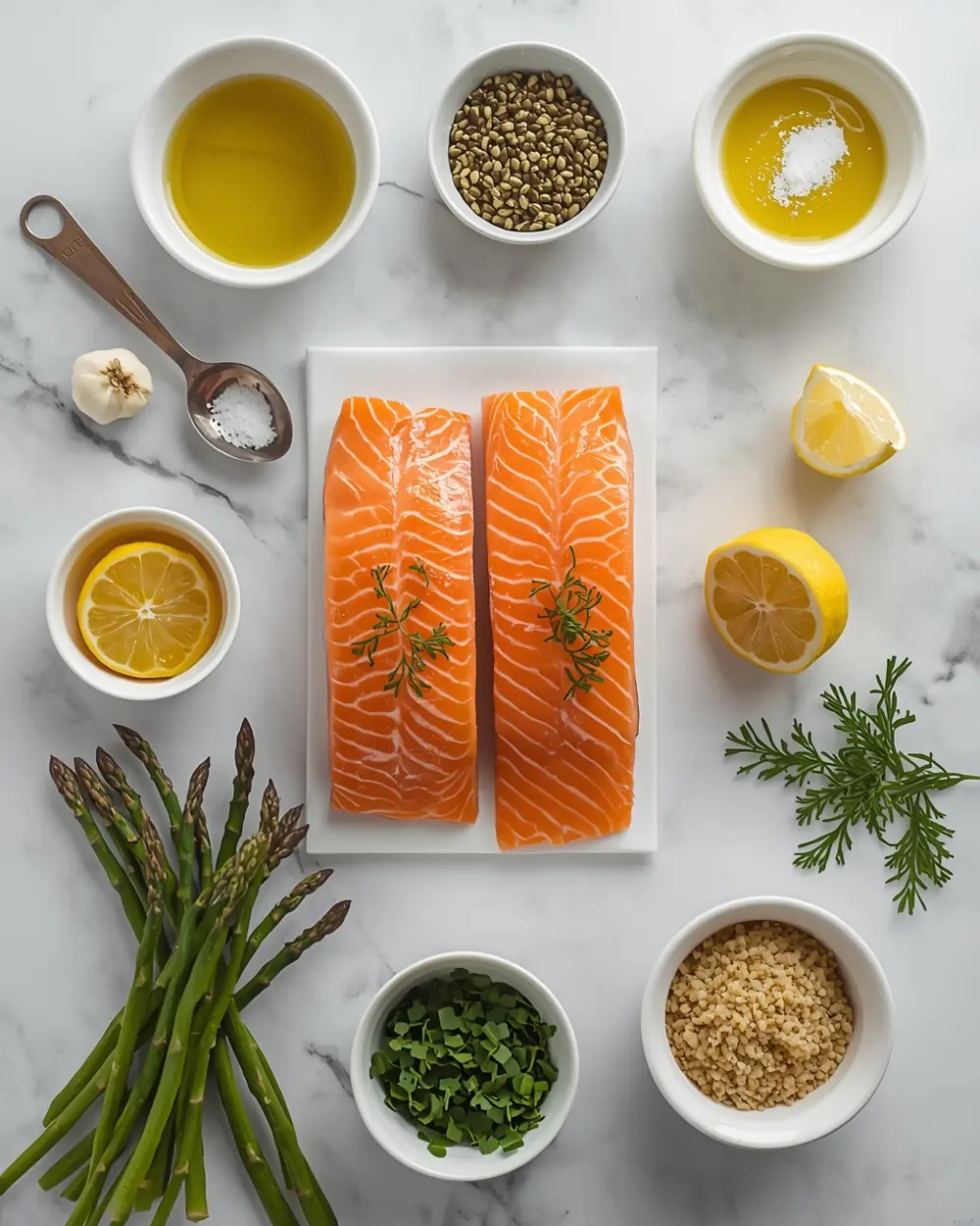 Ingredients for beautiful 30 minute salmon dinner