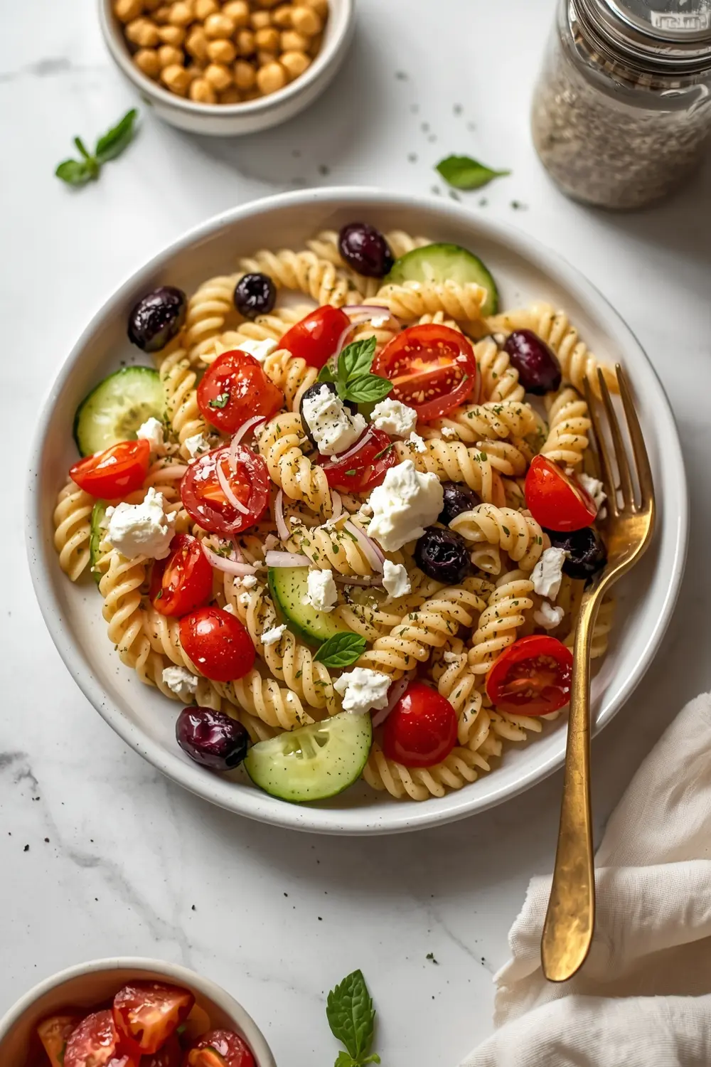 beautiful Greek pasta salad summer