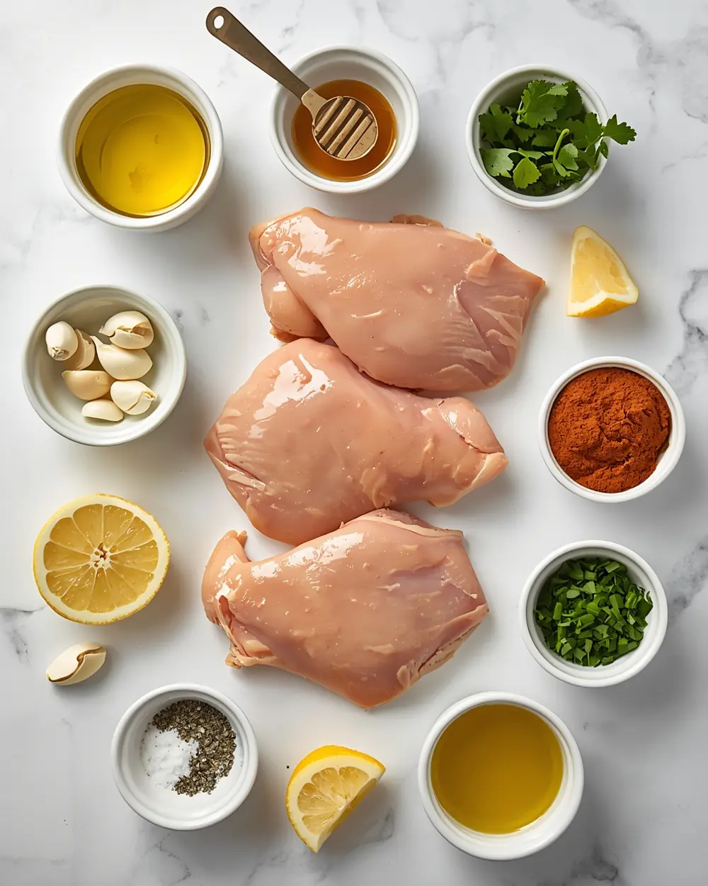 Ingredients for beautiful baked chicken thighs elegant
