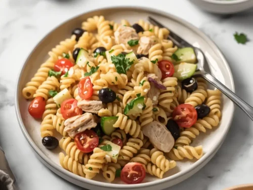 beautiful cold chicken pasta salad summer