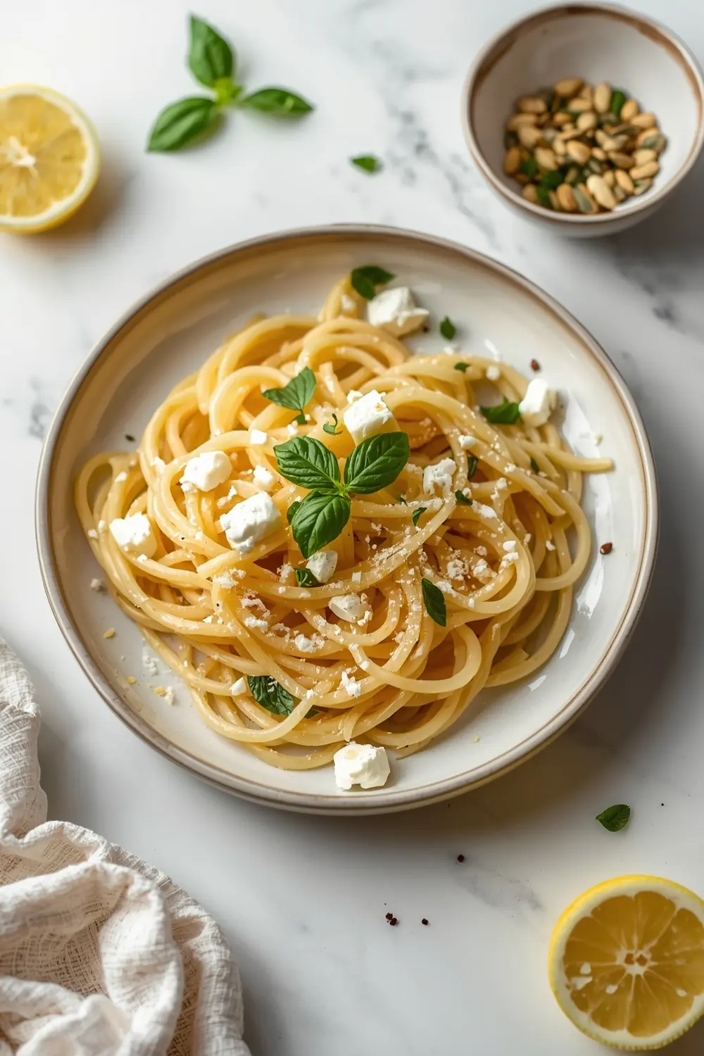 beautiful cold lemon pasta summer