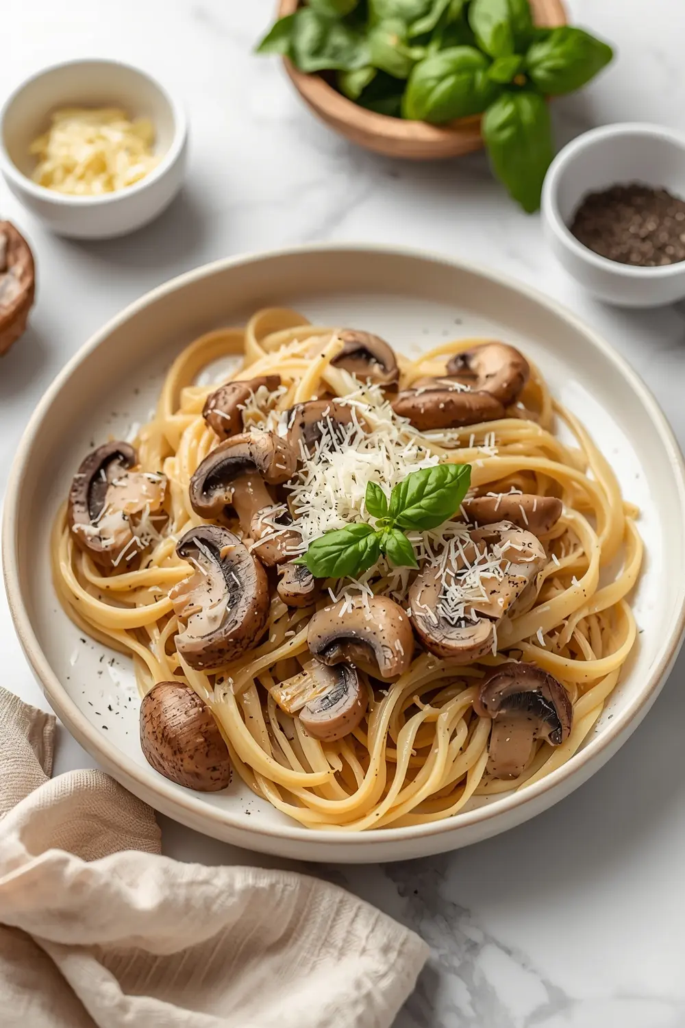 beautiful creamy mushroom pasta summer