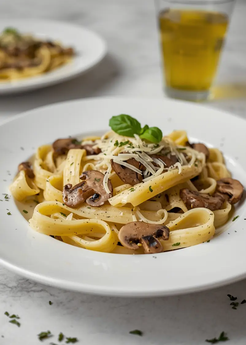 beautiful creamy mushroom pasta summer ready to serve