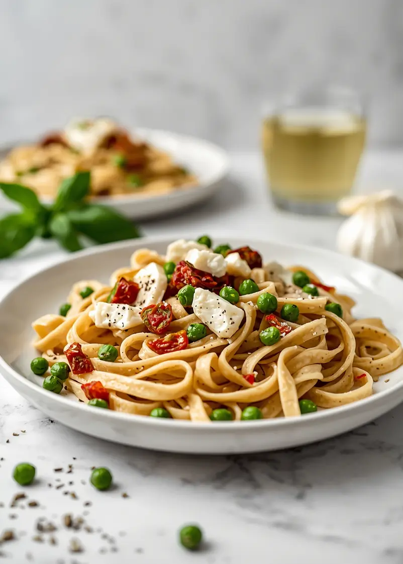 beautiful creamy tuscan pasta summer ready to serve