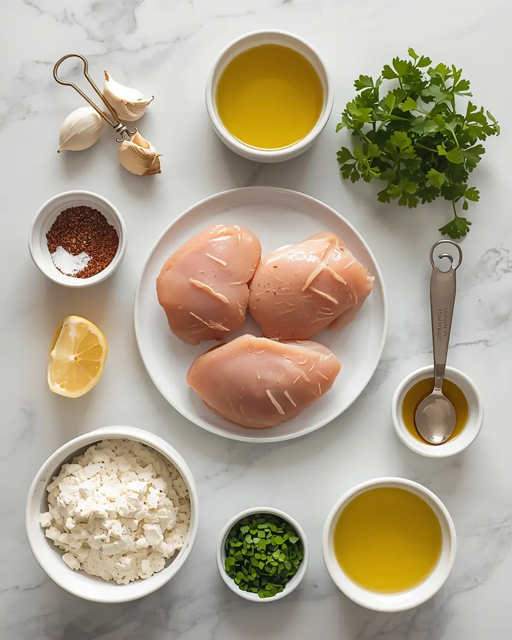 Ingredients for beautiful garlic butter chicken summer