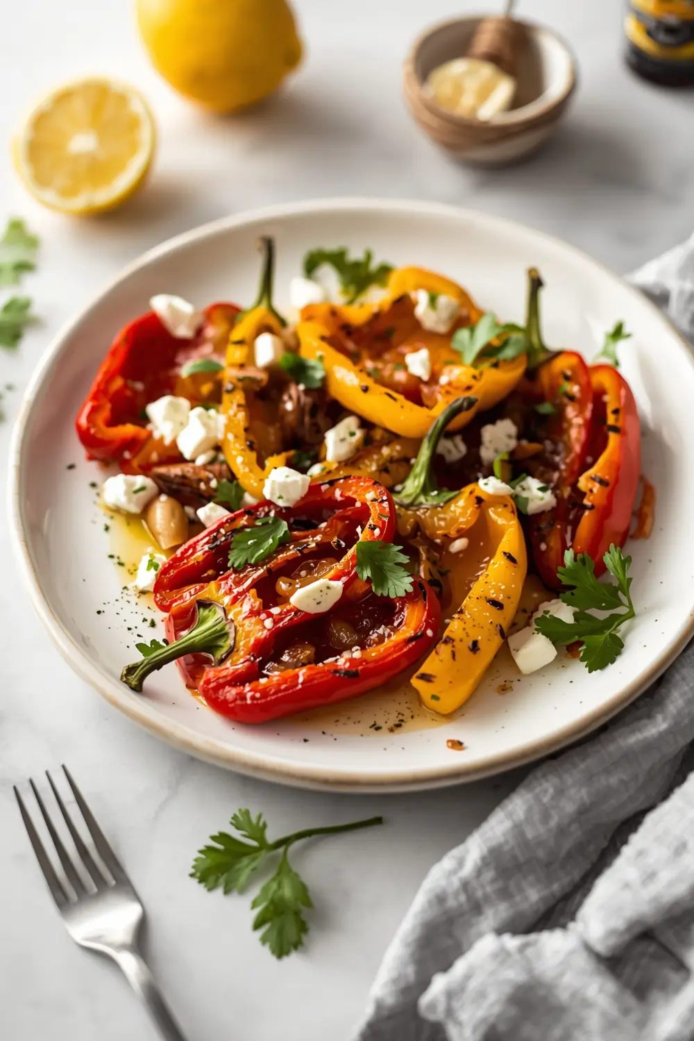 beautiful grilled bell peppers summer