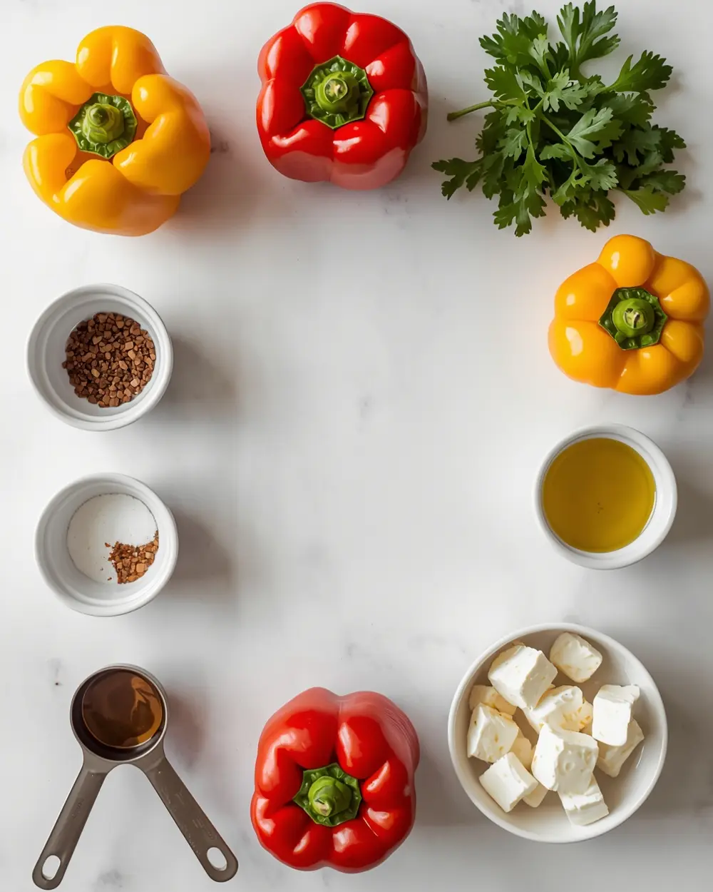 Ingredients for beautiful grilled bell peppers summer