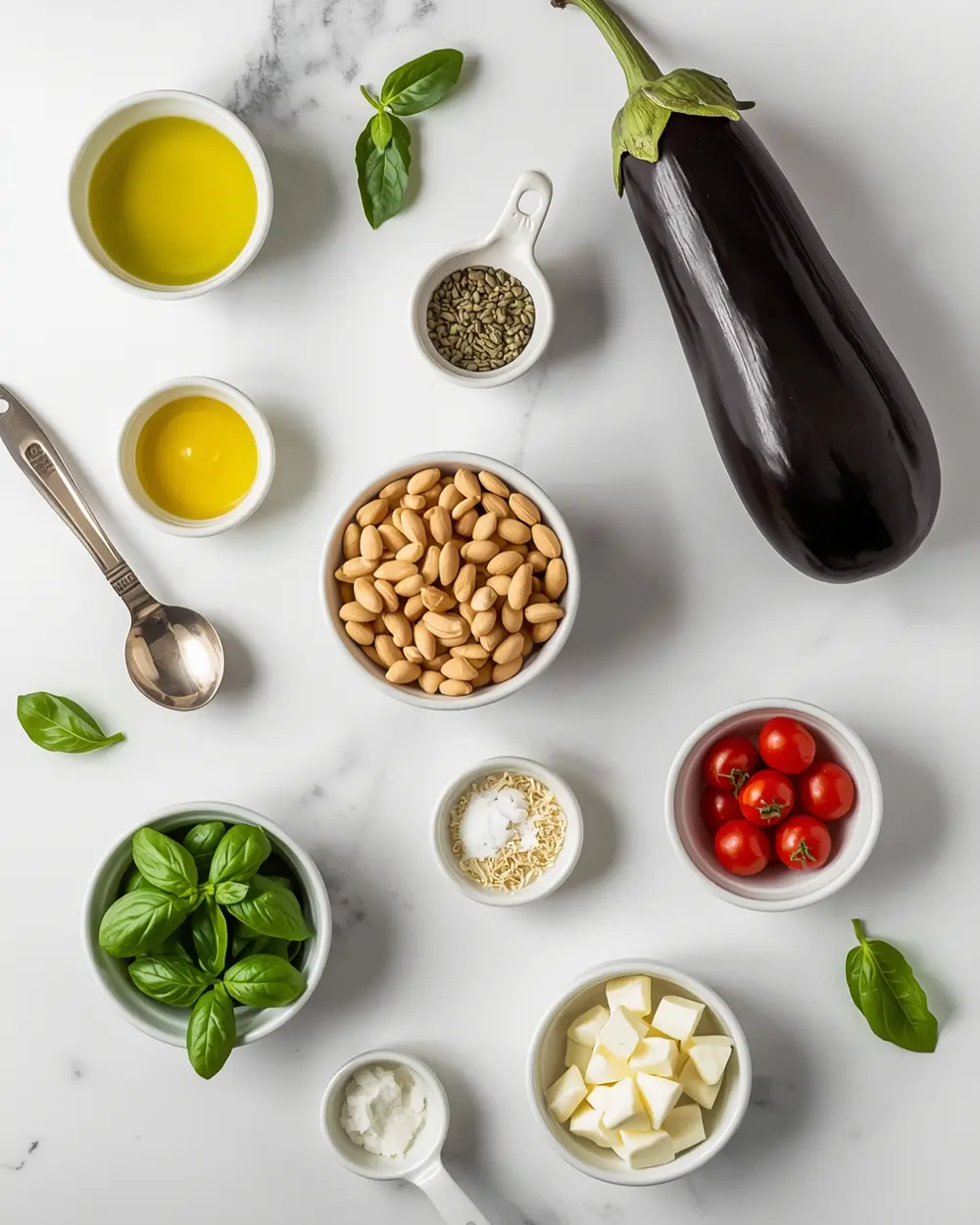 Ingredients for beautiful grilled eggplant summer
