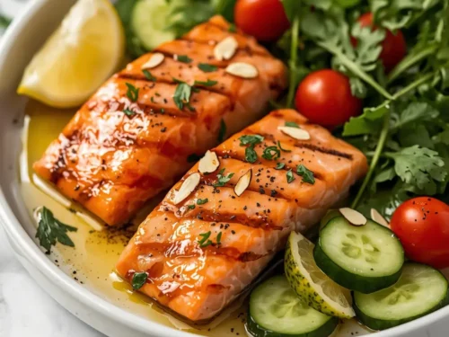 beautiful grilled salmon summer