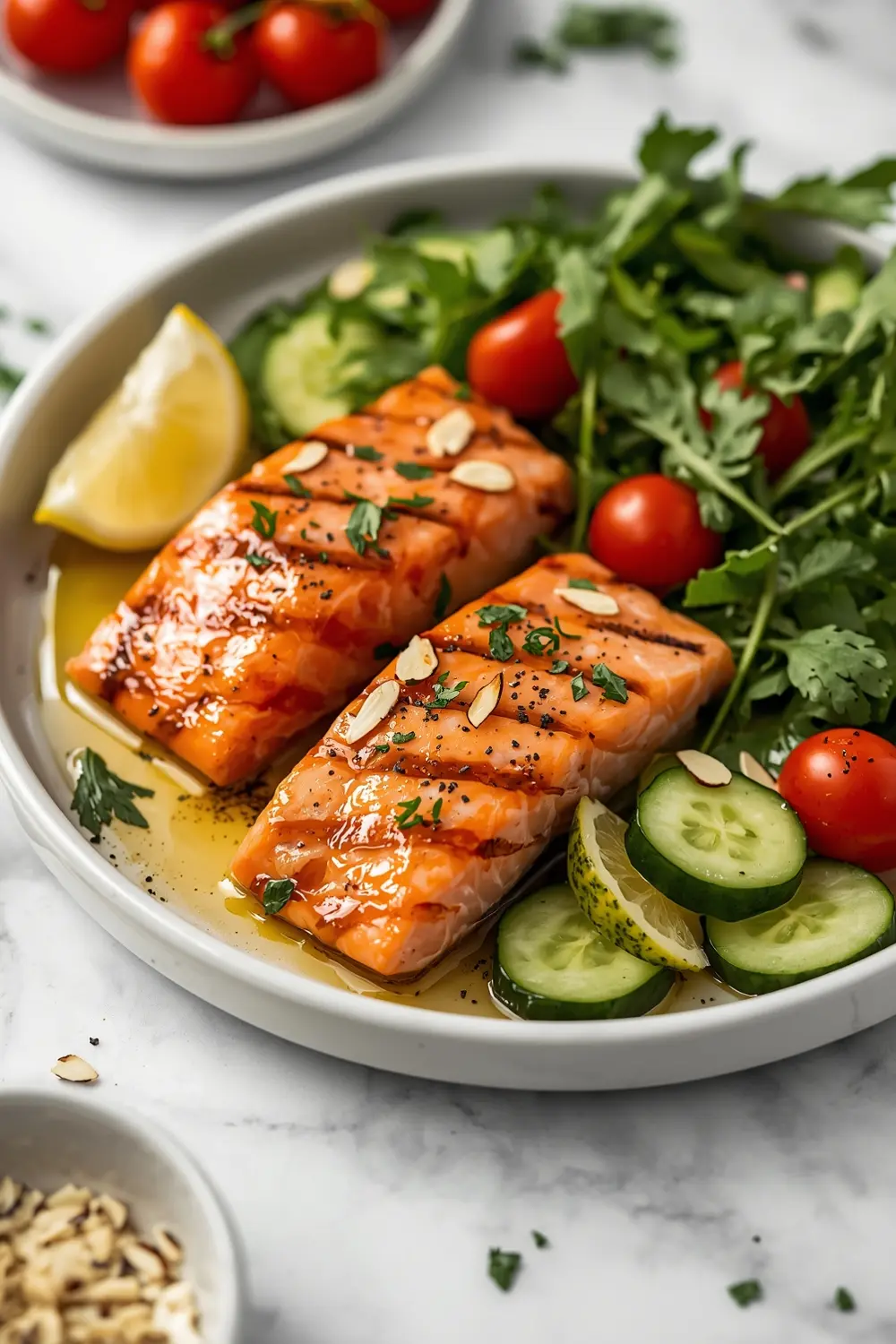 beautiful grilled salmon summer