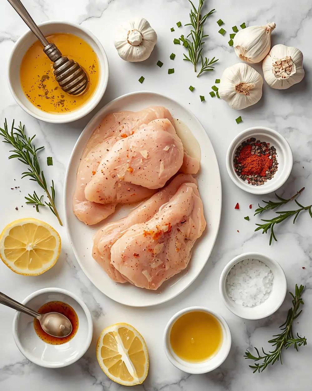 Ingredients for beautiful honey garlic grilled chicken