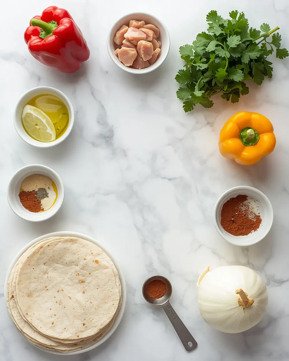 Ingredients for beautiful one pan chicken fajitas
