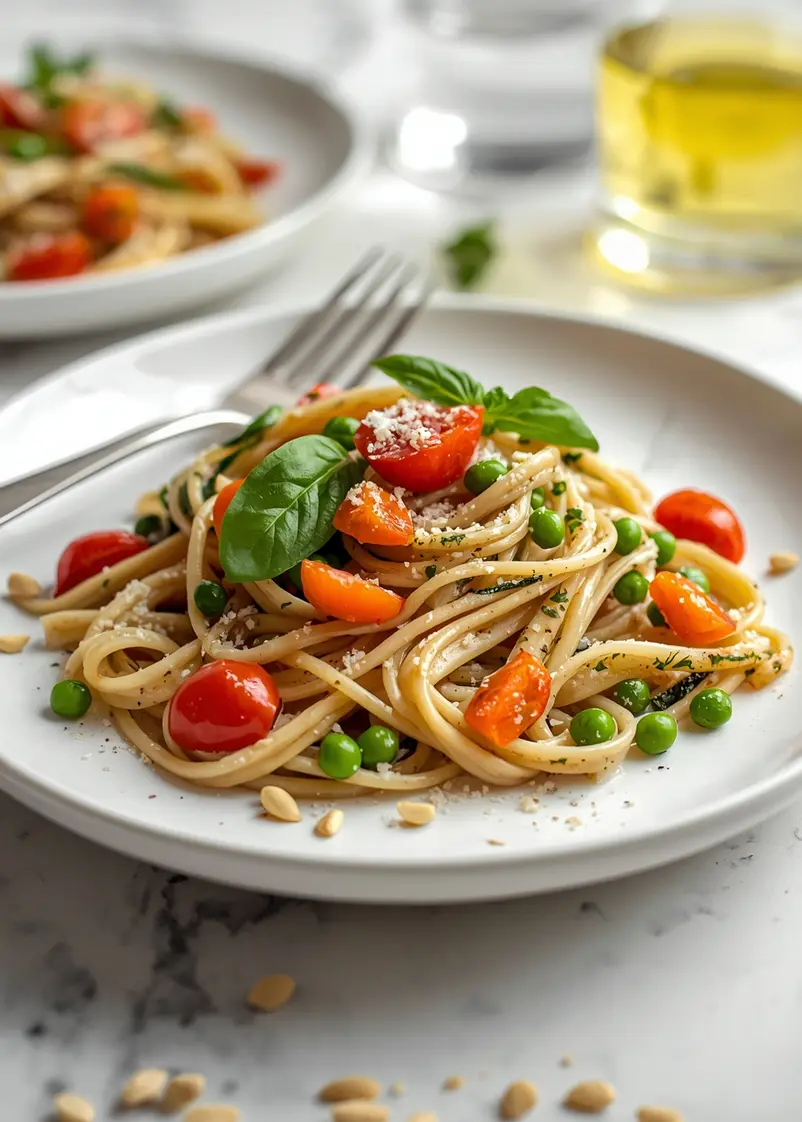 beautiful pasta primavera summer ready to serve