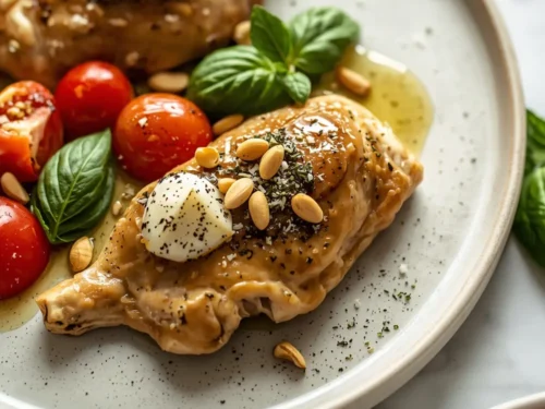 beautiful pesto baked chicken