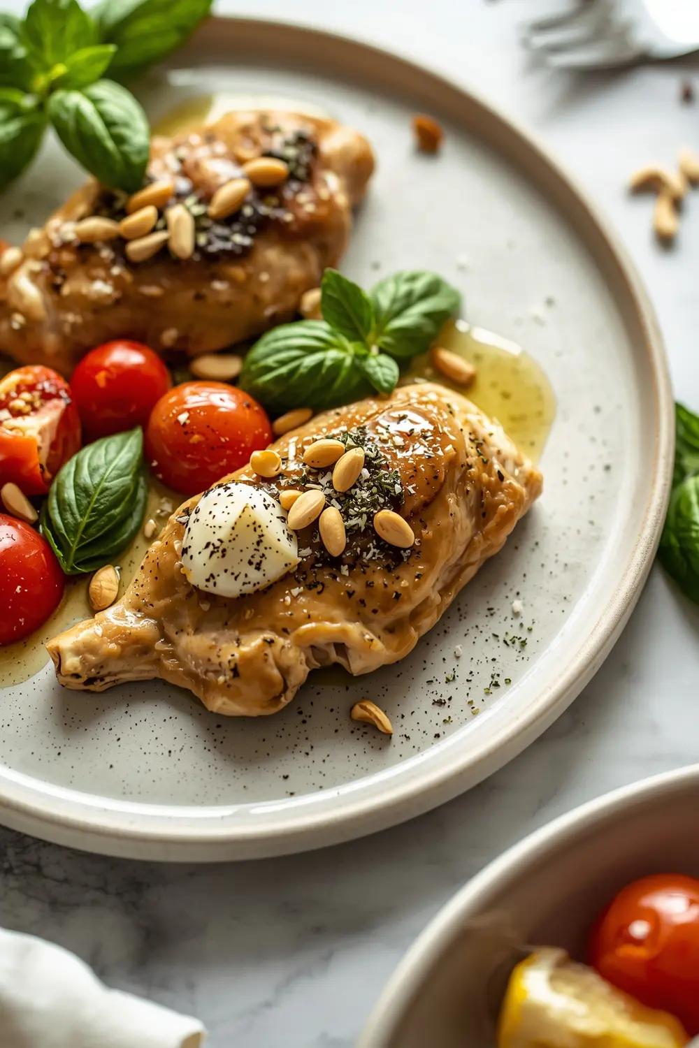 beautiful pesto baked chicken