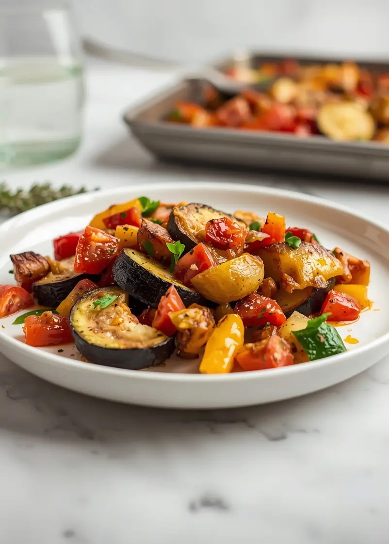 beautiful sheet pan ratatouille weeknight ready to serve