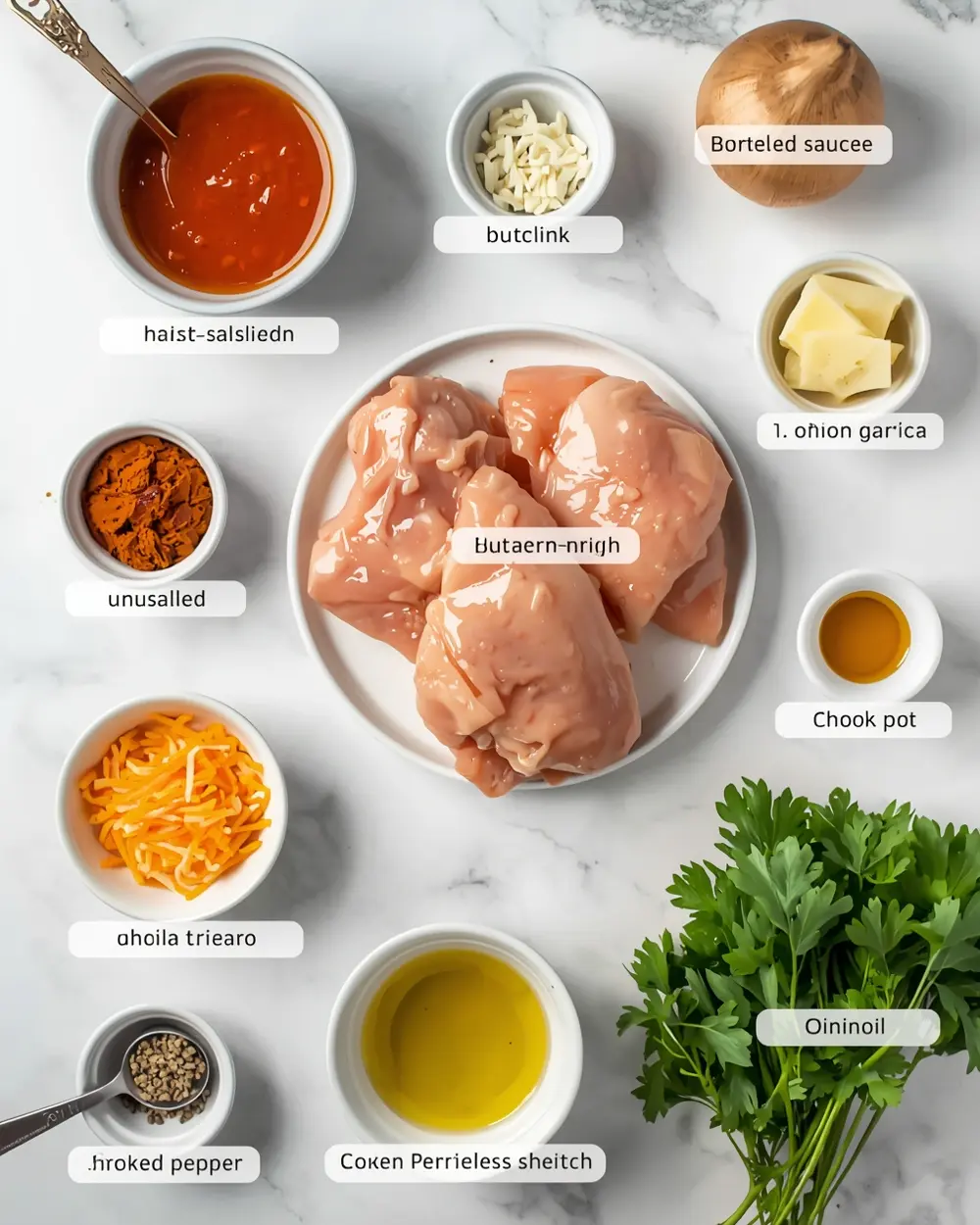 Ingredients for beautiful slow cooker buffalo chicken