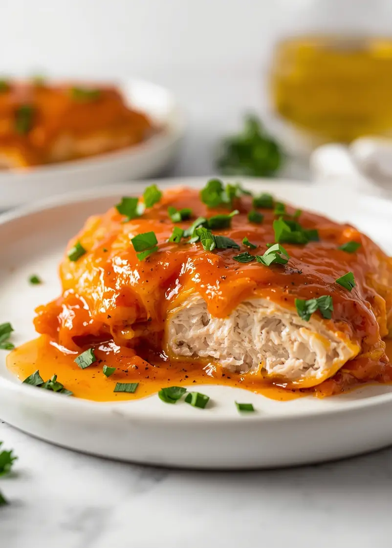 beautiful slow cooker buffalo chicken ready to serve