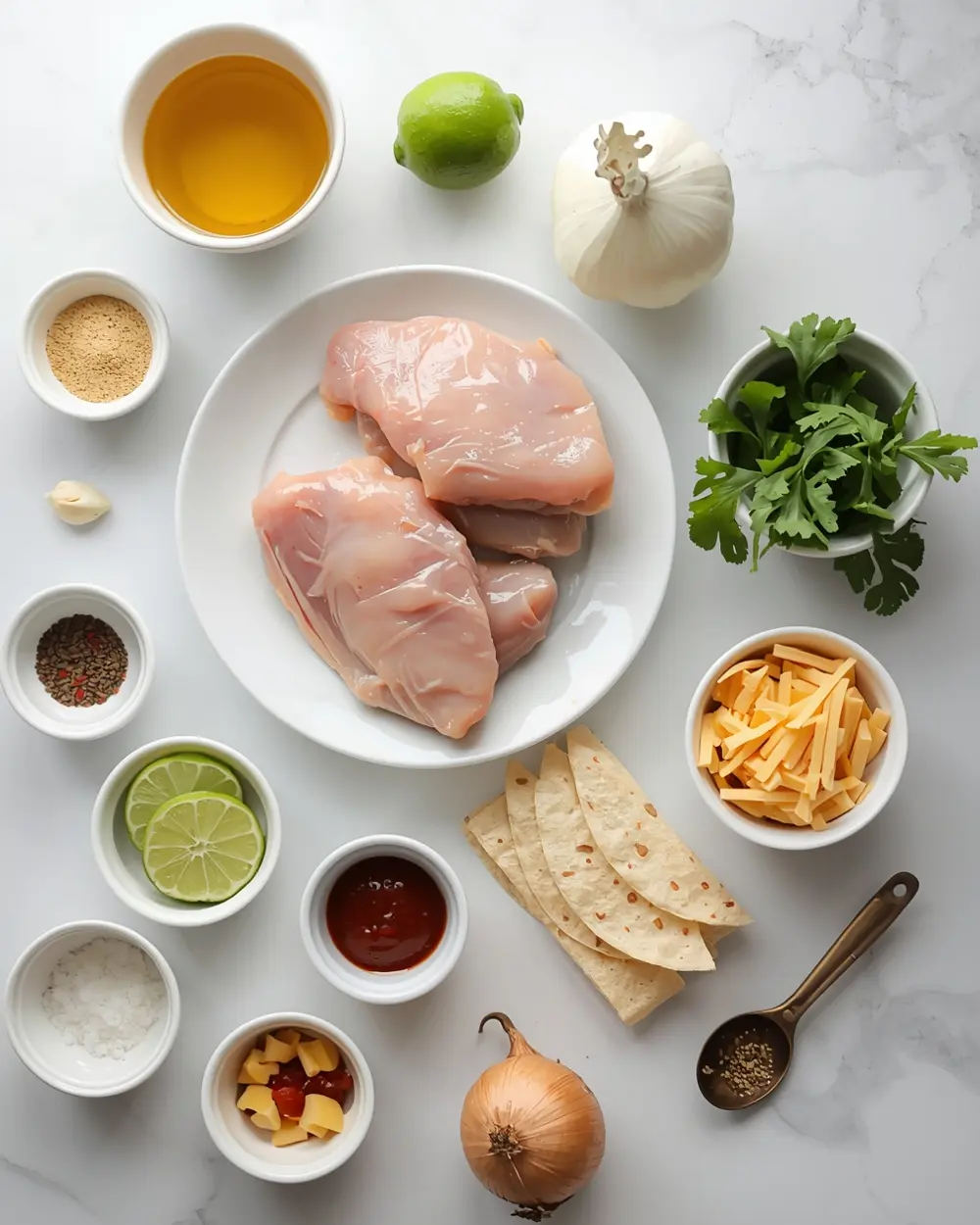 Ingredients for beautiful slow cooker chicken tacos