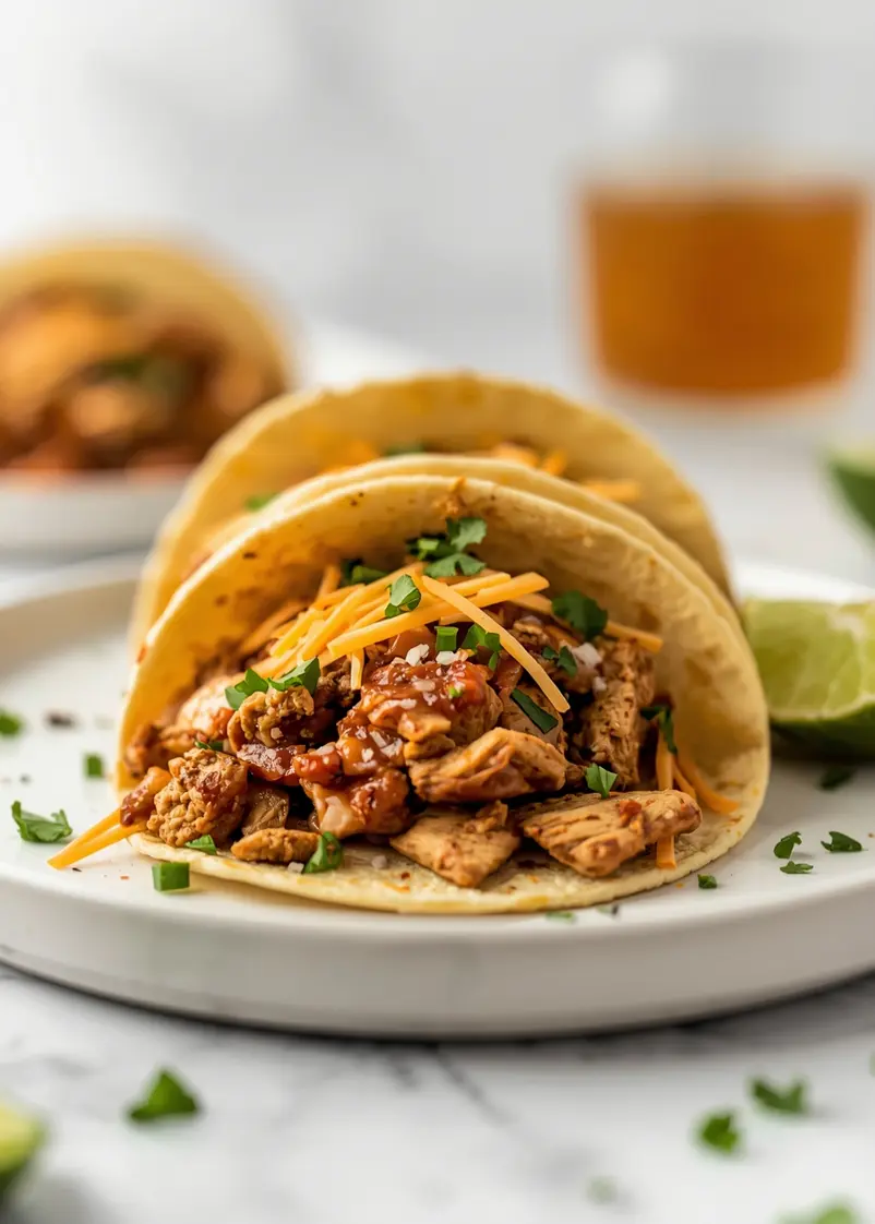 beautiful slow cooker chicken tacos ready to serve