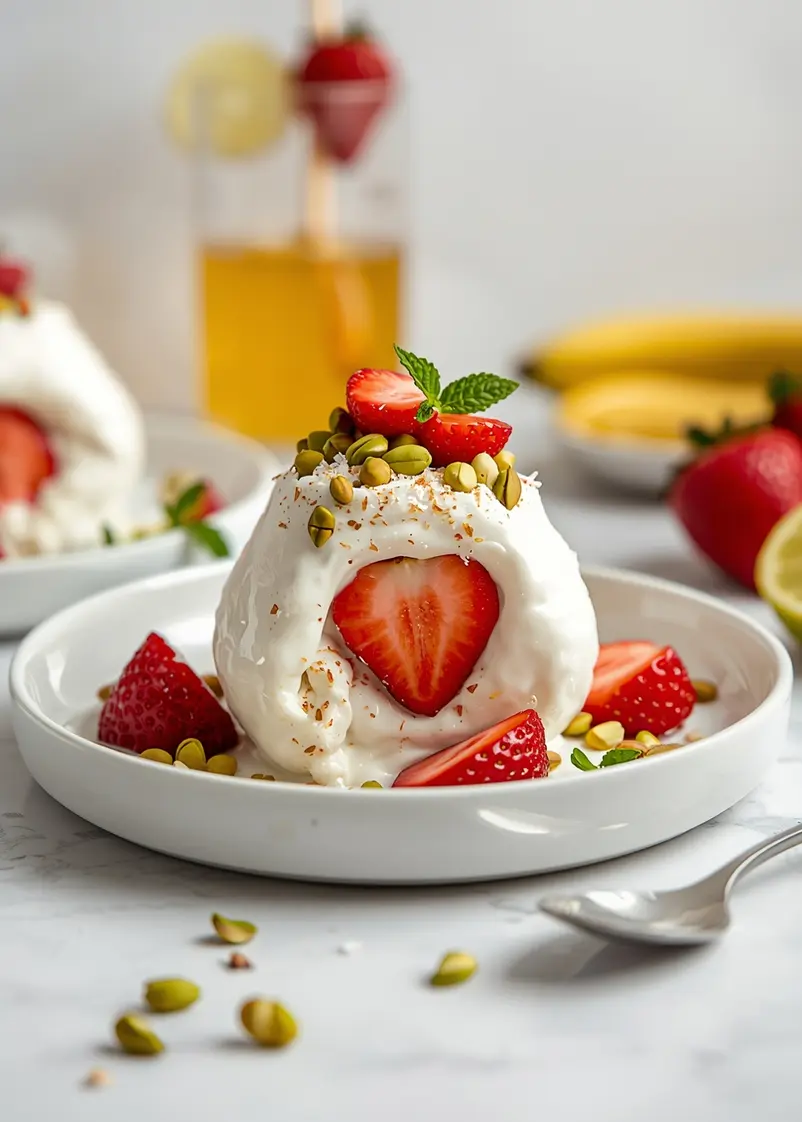 beautiful strawberry banana nice cream ready to serve