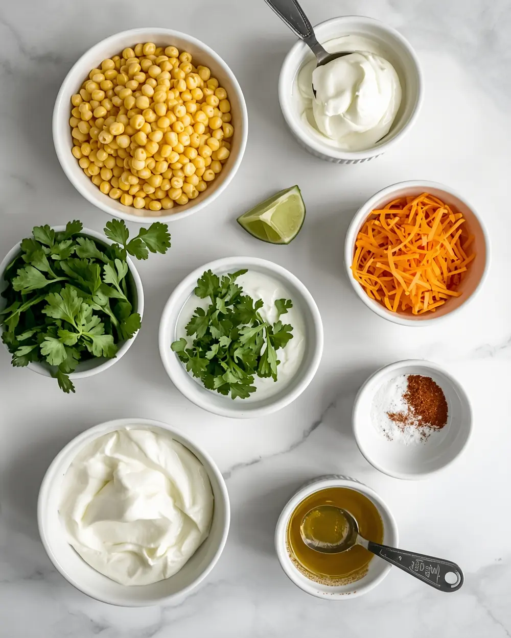 Ingredients for beautiful summer corn dip