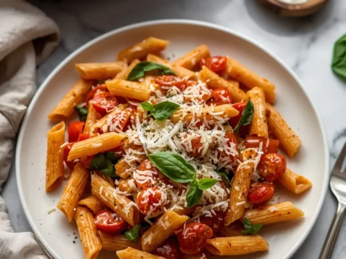 beautiful summer pasta tomato bake