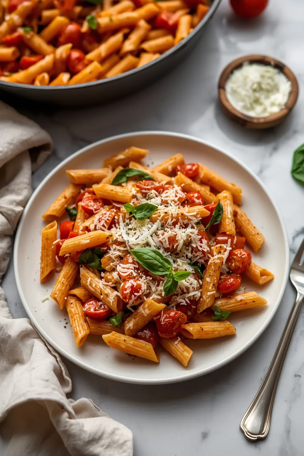 beautiful summer pasta tomato bake