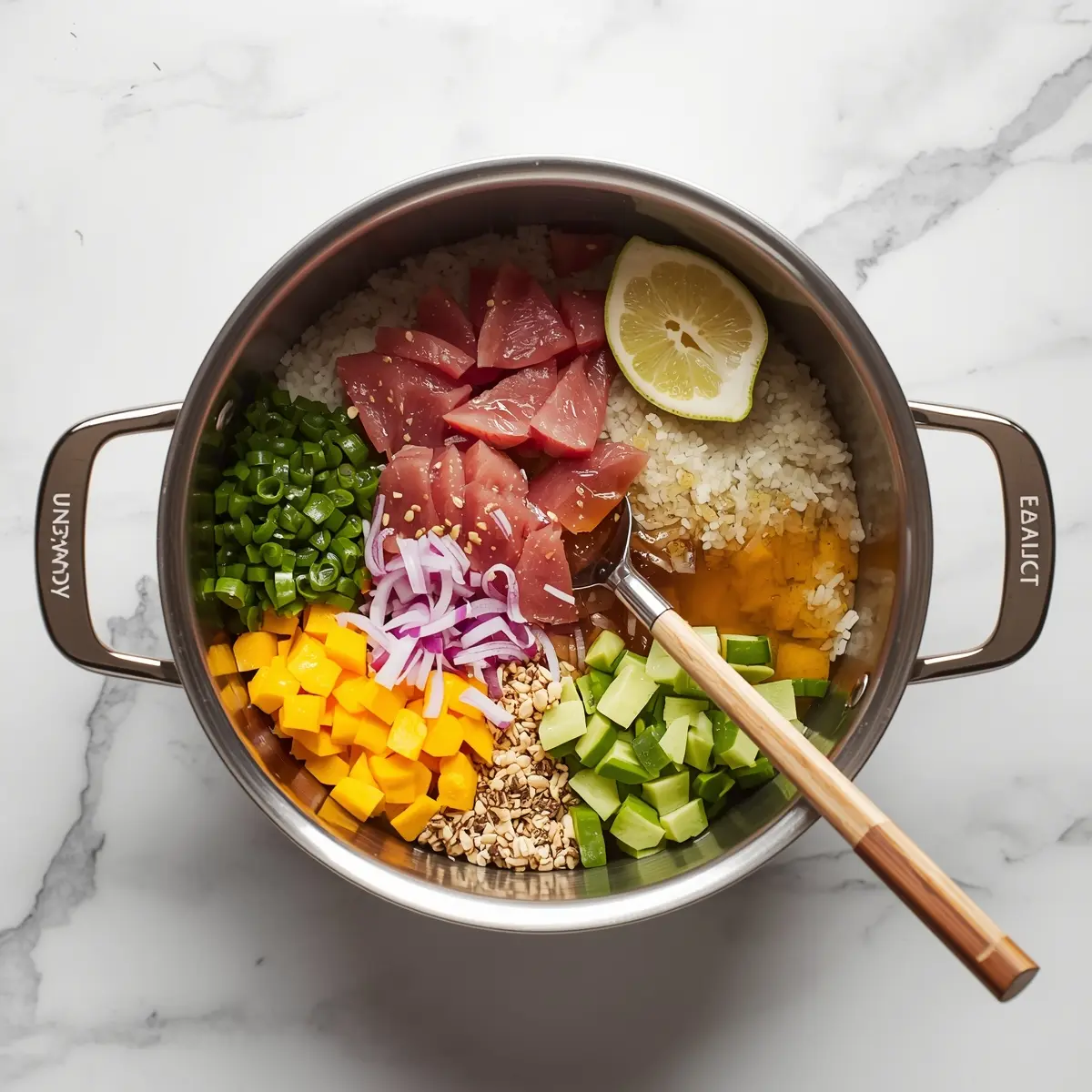 Cooking instructions for beautiful summer poke bowl elegant