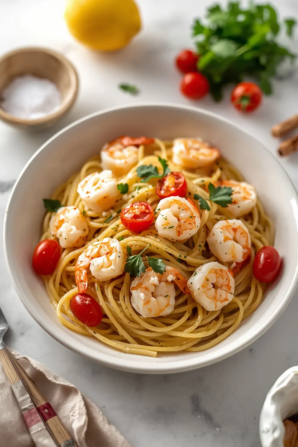 beautiful summer shrimp pasta
