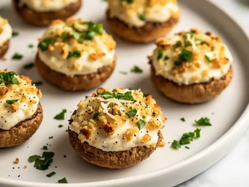 beautiful summer stuffed mushrooms