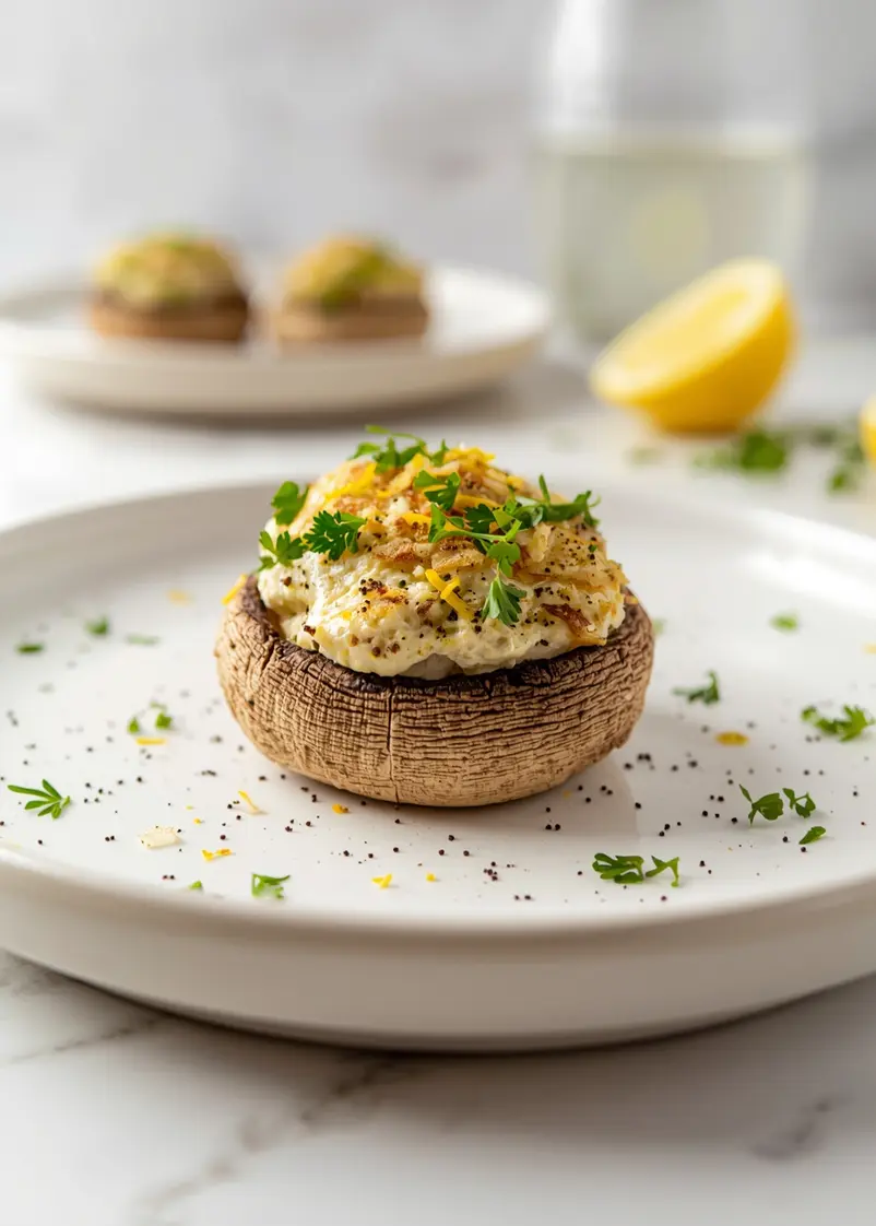 beautiful summer stuffed mushrooms ready to serve