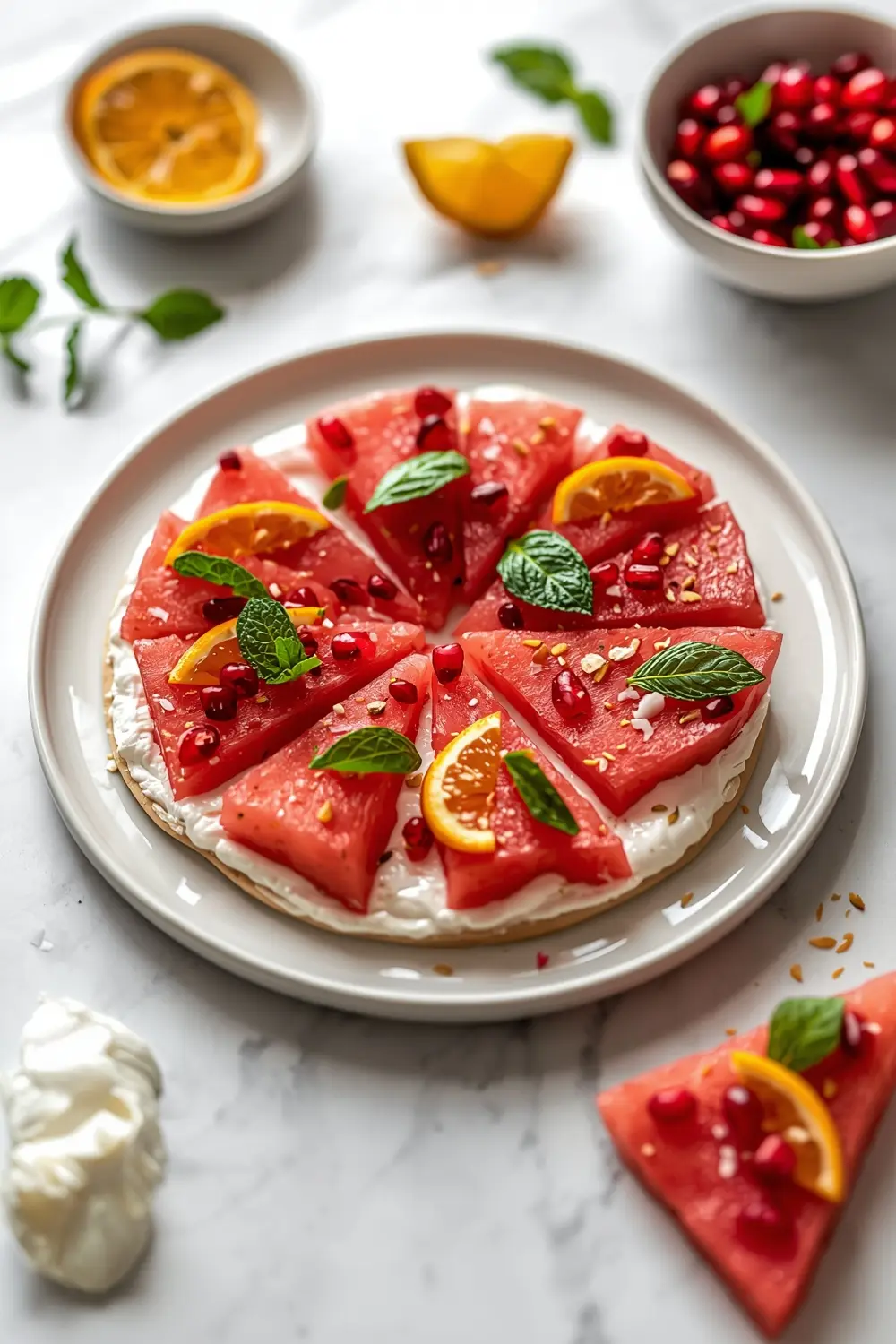 beautiful summer watermelon pizza