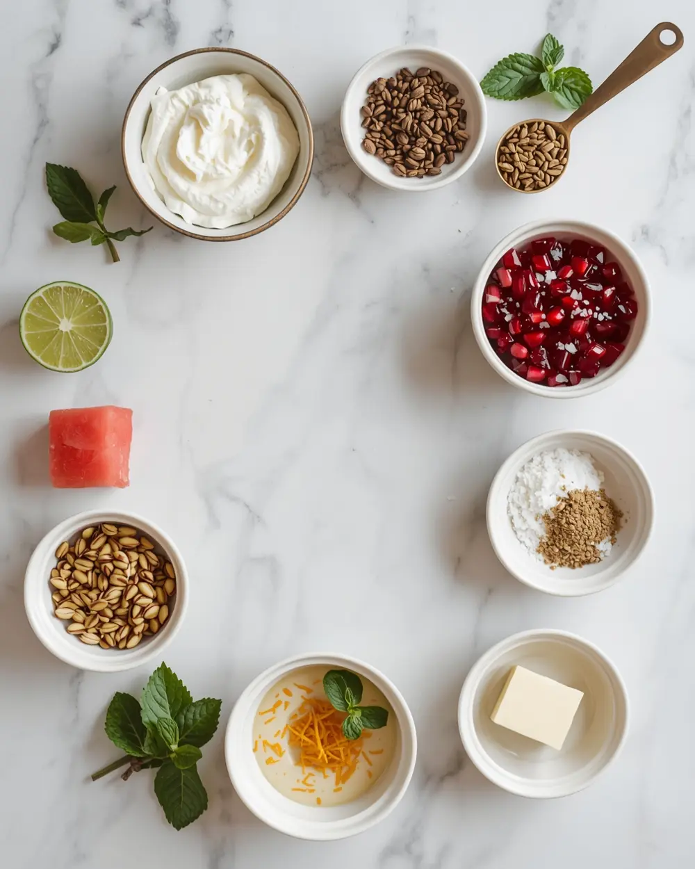 Ingredients for beautiful summer watermelon pizza