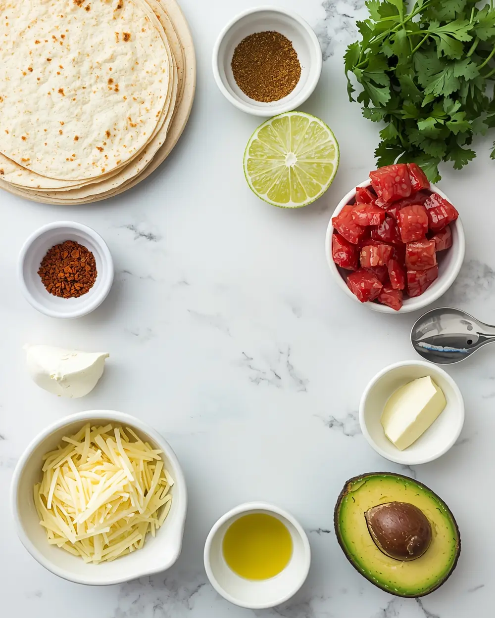 Ingredients for elegant 30 minute beef tacos