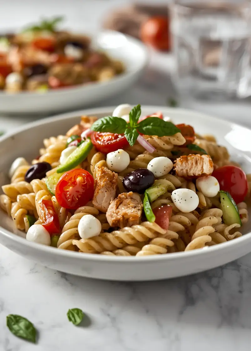 elegant Italian pasta salad summer ready to serve