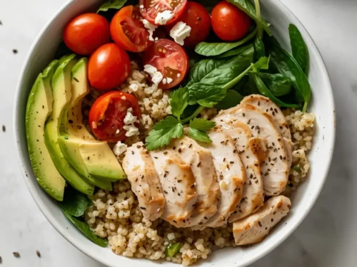 elegant chicken avocado bowl summer