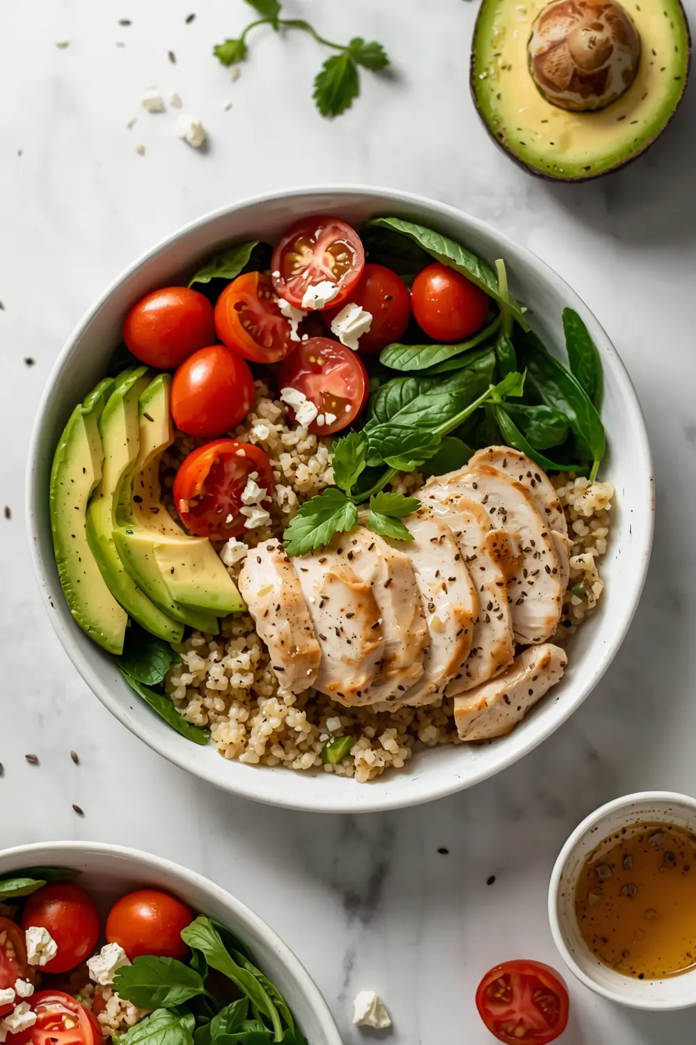 elegant chicken avocado bowl summer