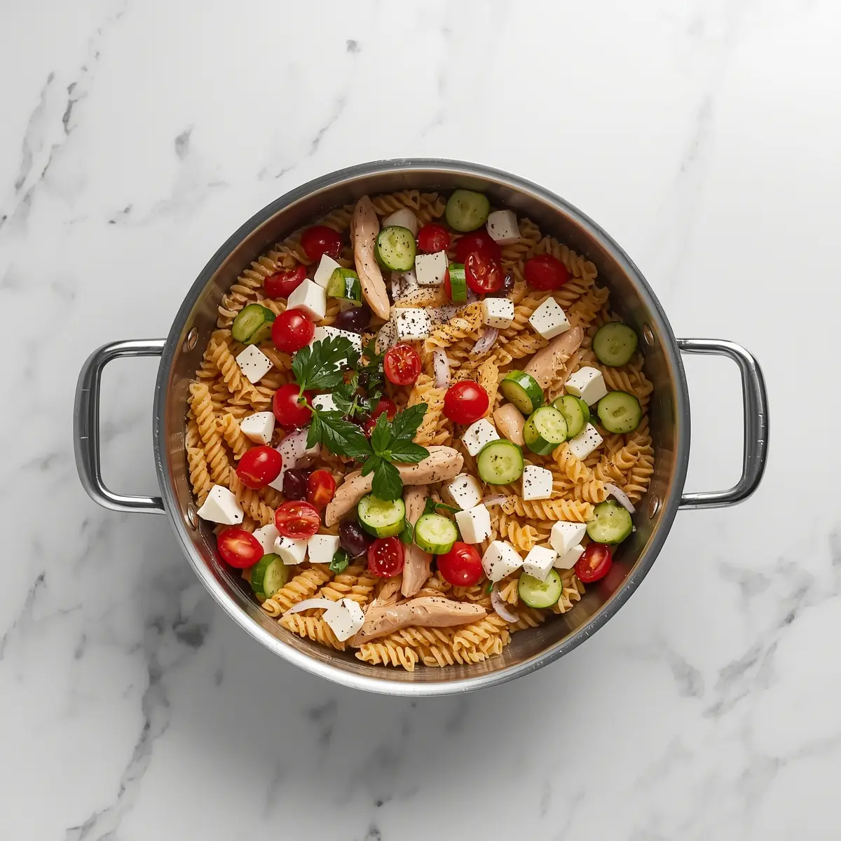 Cooking instructions for elegant cold pasta salad summer