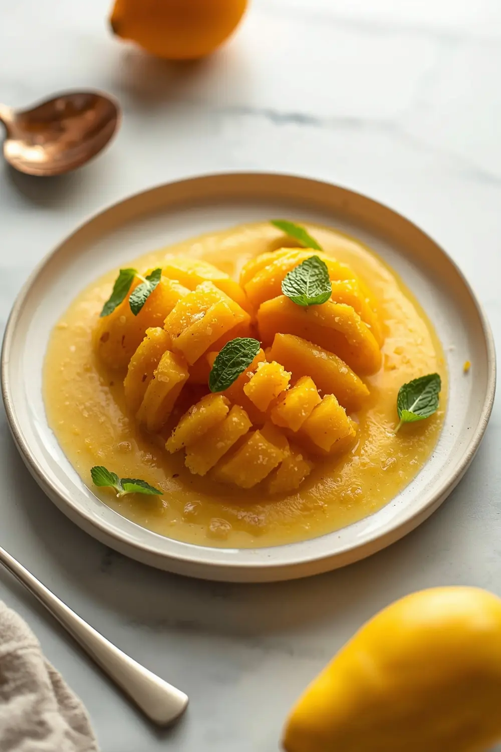 elegant homemade mango sorbet