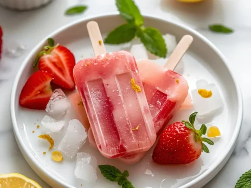 elegant homemade strawberry popsicles
