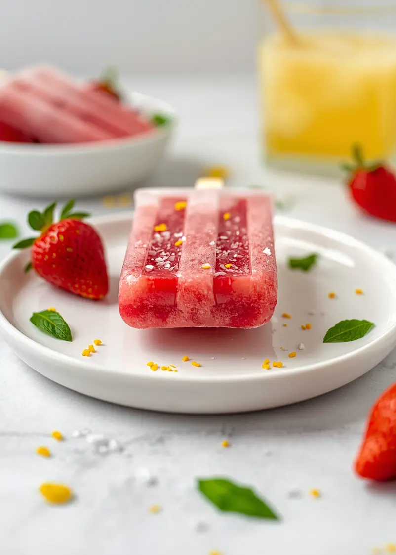 elegant homemade strawberry popsicles ready to serve