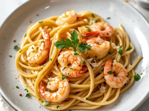 elegant lemon garlic shrimp pasta