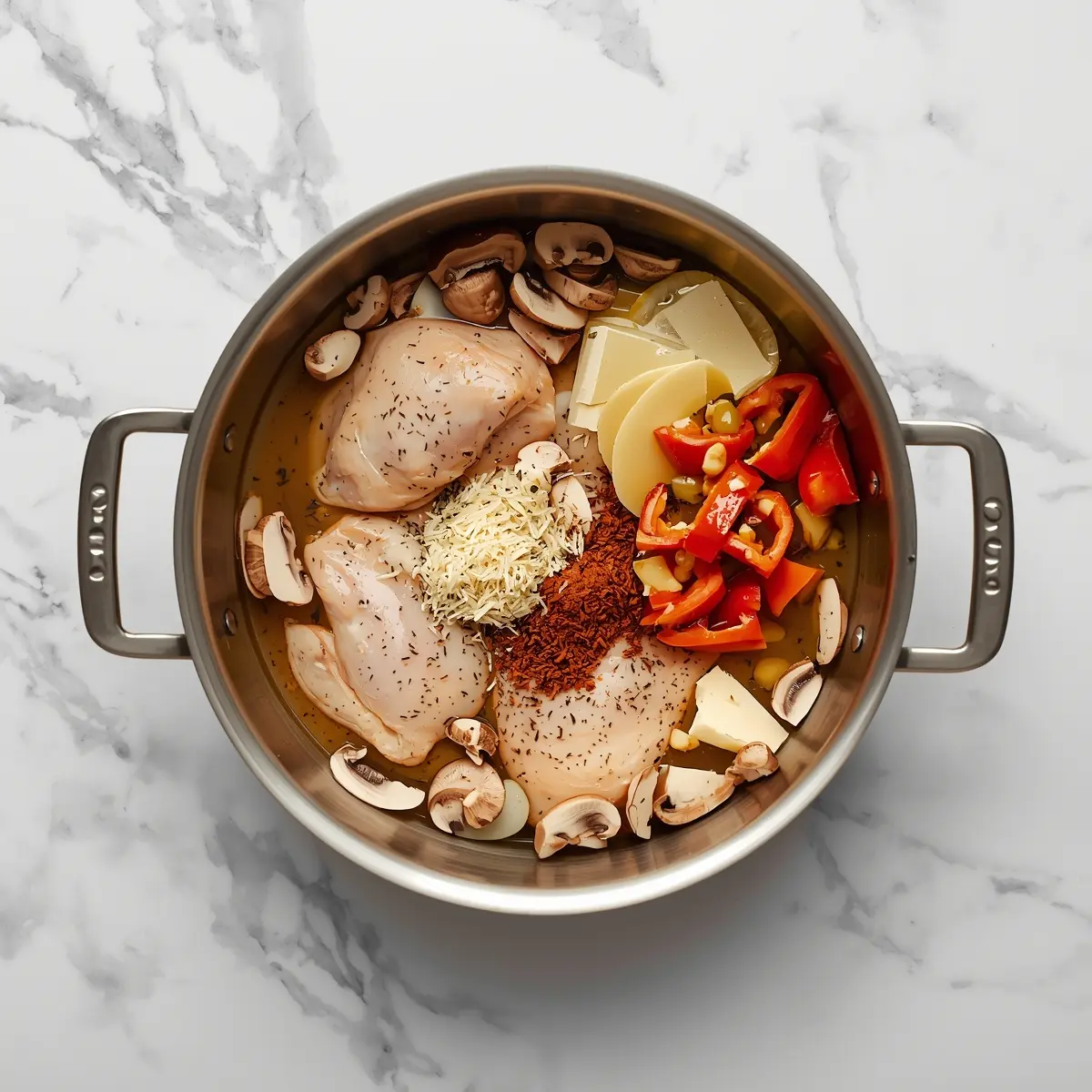 Cooking instructions for elegant one pan chicken mushroom